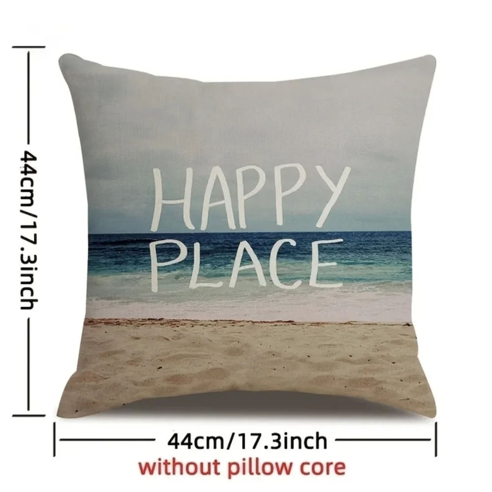 New 1pc Beach Pillow Cover, life is a beach, Happy place, T1MIS